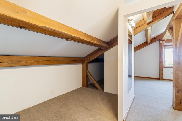 5112 Shore Dr, Huntingtown, MD 20639 - bonus room with carpet floors and vaulted ceiling with beams