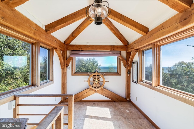 5112 Shore Dr, Huntingtown, MD 20639 - unfurnished sunroom with beam ceiling