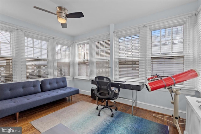 2652 Woodley Pl NW, Washington, DC 20008 - office space featuring healthy amount of natural light, ceiling fan, baseboards, and wood finished floors