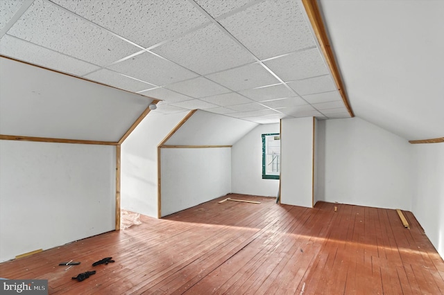 additional living space with vaulted ceiling and hardwood / wood-style flooring