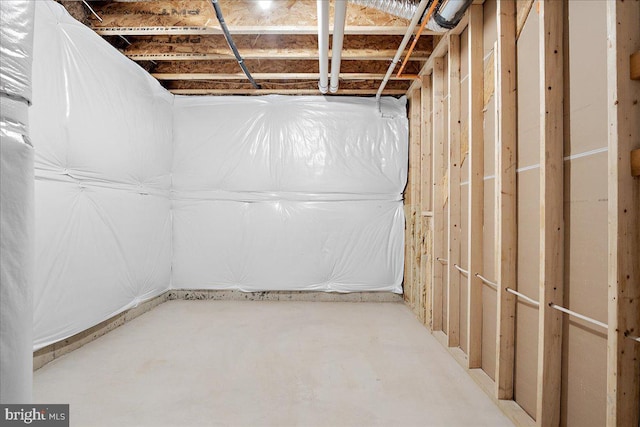 view of unfinished basement