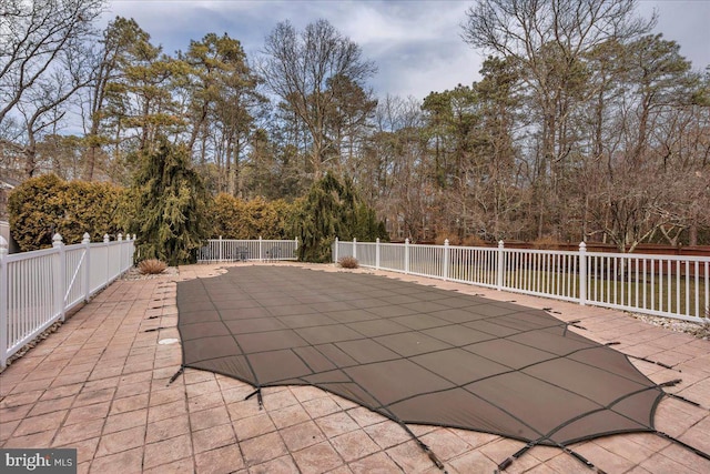 view of swimming pool with a patio area, a fenced backyard, and a fenced in pool