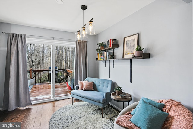 living area featuring wood-type flooring