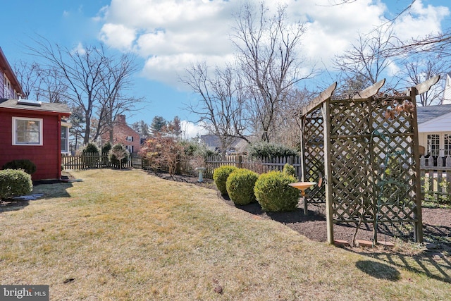 view of yard featuring fence private yard