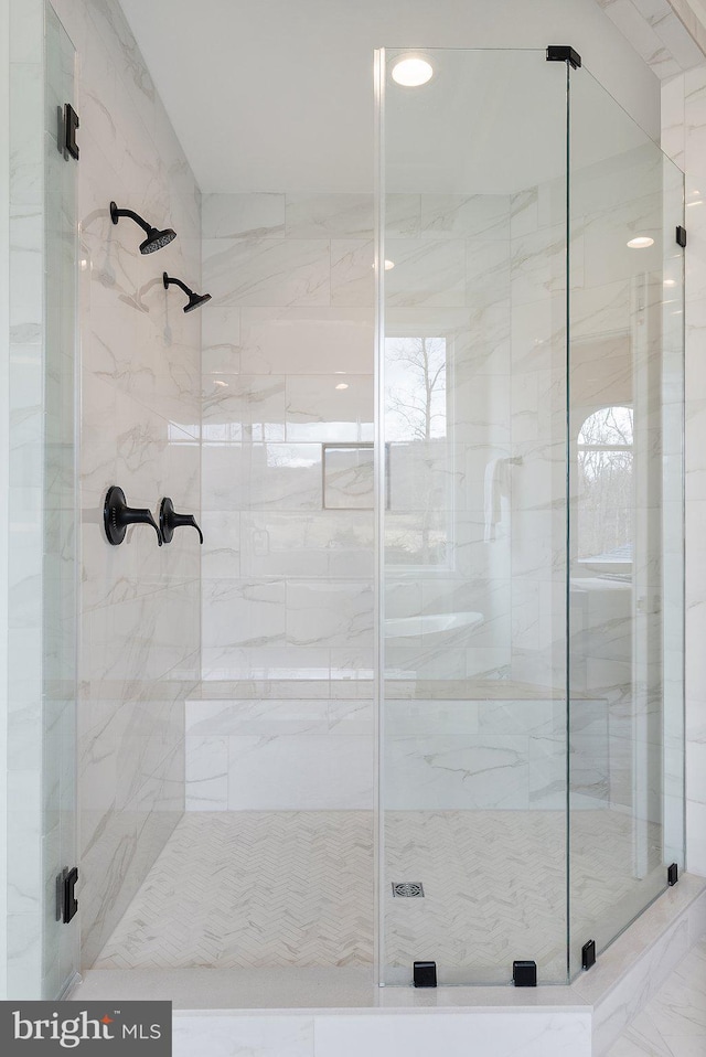 bathroom with a shower stall