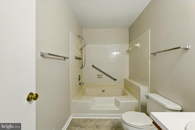 10204 Faire Commons Ct, Burke, VA 22015 - bathroom with toilet, shower / bath combination, vanity, and tile patterned floors