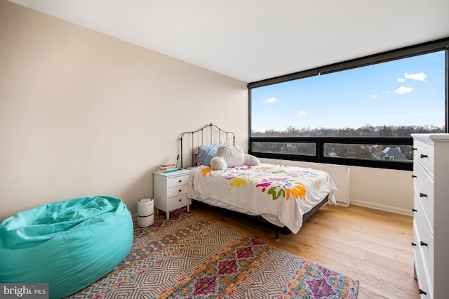 bedroom featuring baseboards and wood finished floors