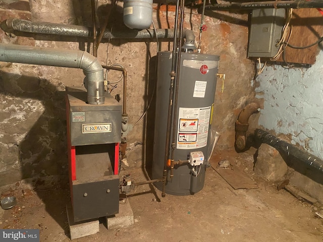 utilities featuring gas water heater and electric panel