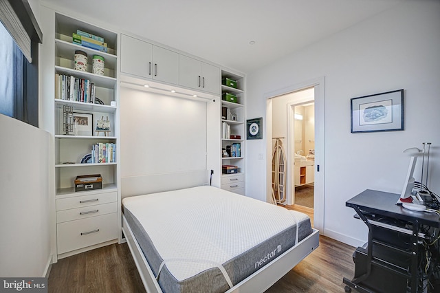 bedroom featuring dark wood-type flooring