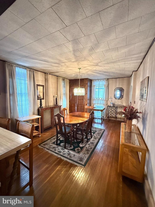 dining area with hardwood / wood-style flooring