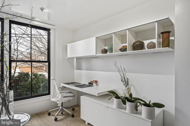 office area featuring plenty of natural light and wood finished floors