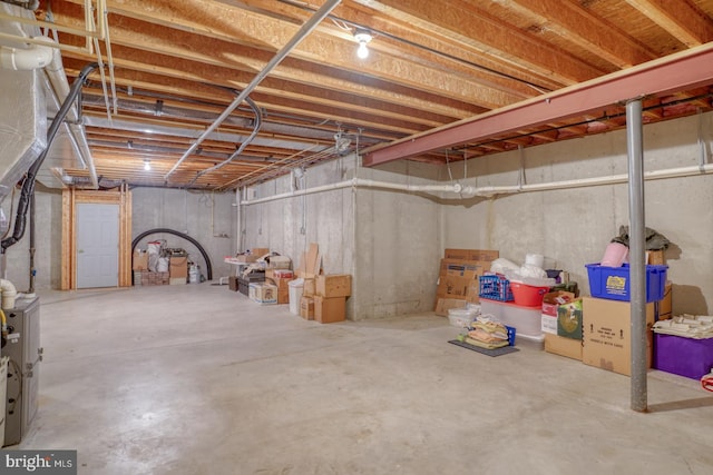 view of unfinished basement