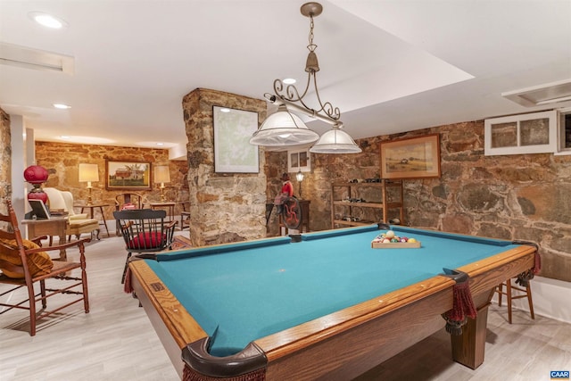 game room featuring wood finished floors and recessed lighting