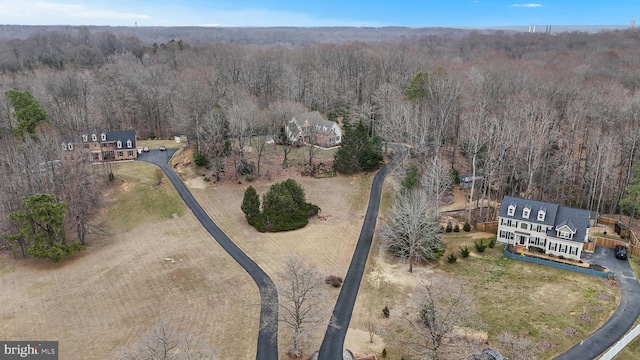 aerial view featuring a forest view