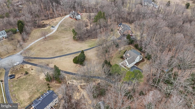 birds eye view of property with a forest view