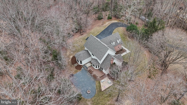 bird's eye view with a view of trees