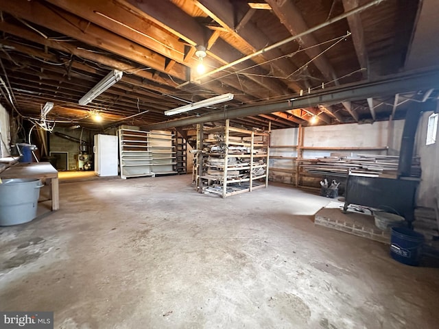 view of unfinished basement