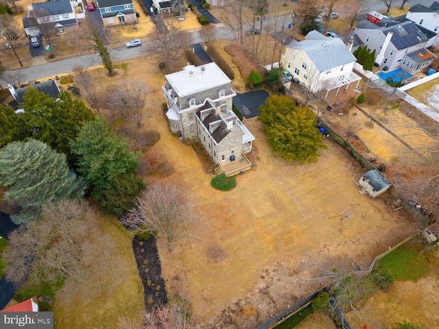 aerial view with a residential view