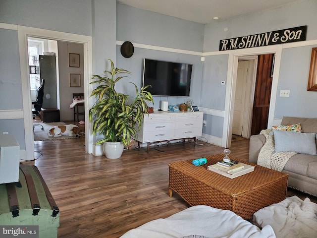 living area with wood finished floors