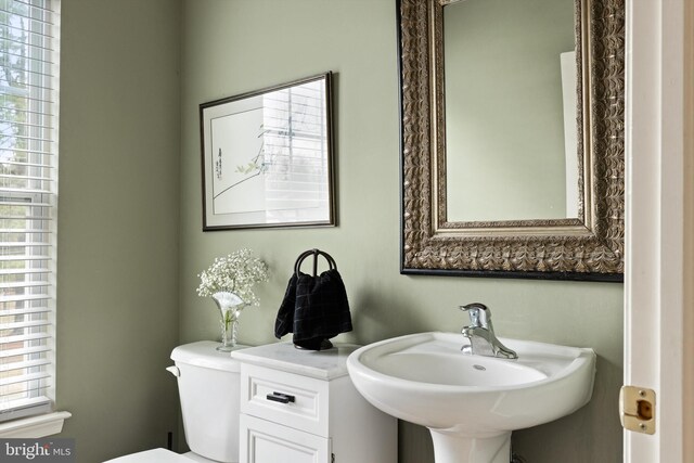 53 S Main St, Stockton, NJ 08559 - bathroom featuring toilet, a sink, and a wealth of natural light