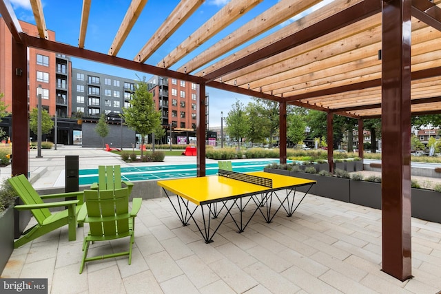 view of patio featuring shuffleboard