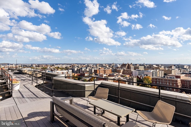 deck with a city view