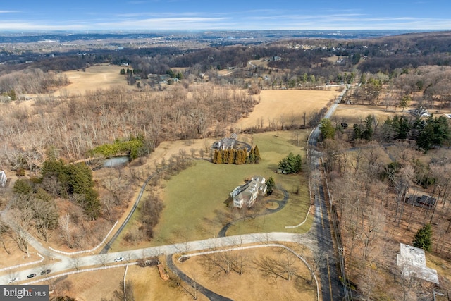 aerial view featuring a rural view