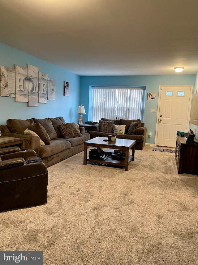 view of carpeted living area