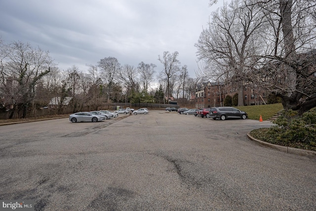 view of street with curbs