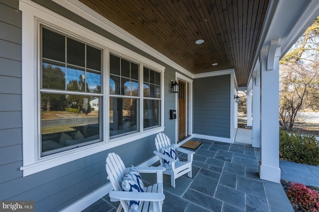 view of patio featuring covered porch