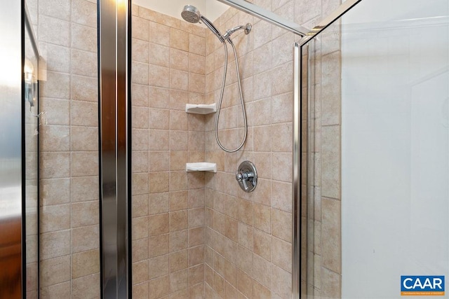 bathroom with a stall shower