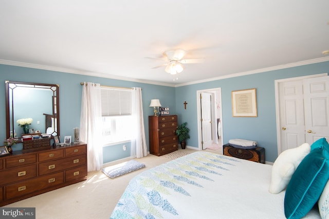 9 Holly Ter, Cambridge, MD 21613 - bedroom with crown molding, a ceiling fan, baseboards, and light carpet
