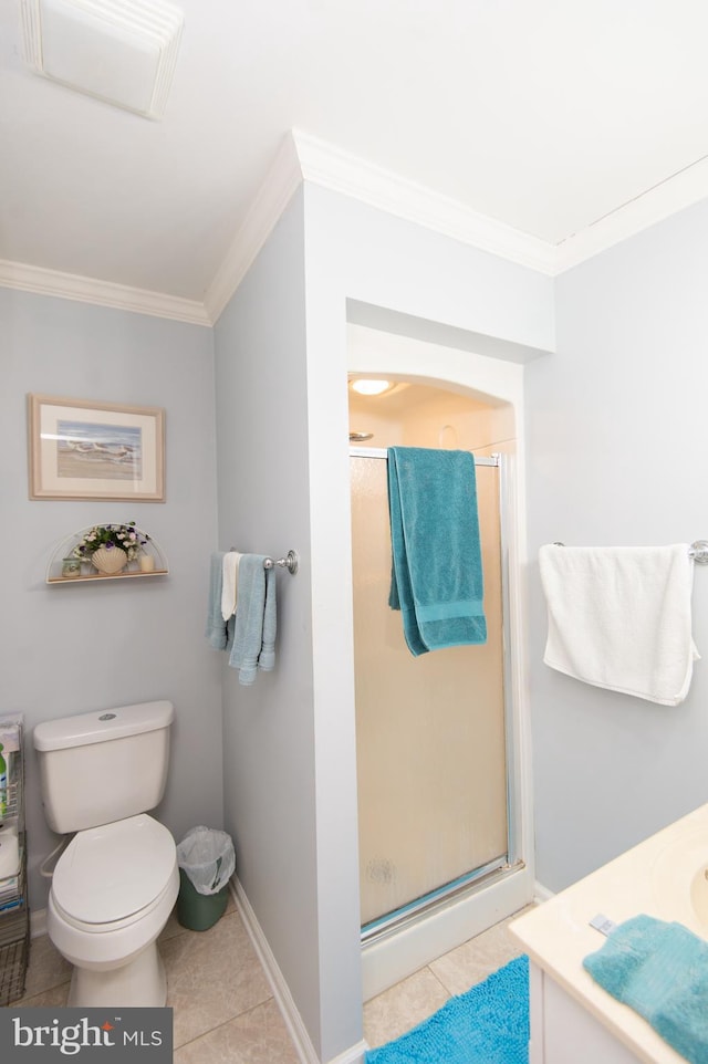 9 Holly Ter, Cambridge, MD 21613 - full bath with crown molding, a stall shower, and tile patterned floors