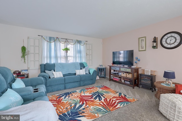 living room with carpet floors