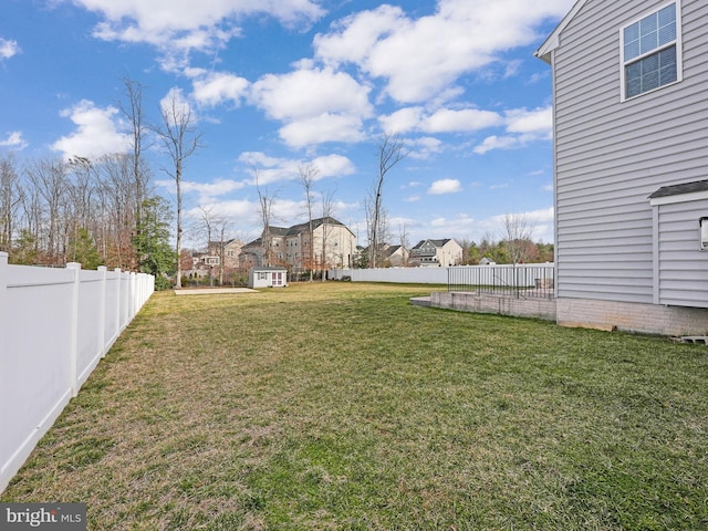 view of yard featuring a fenced backyard