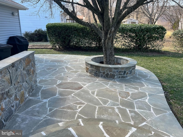 view of patio with area for grilling