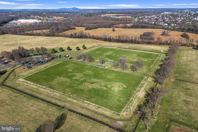 drone / aerial view with a rural view