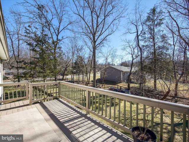 view of wooden balcony featuring a wooden deck