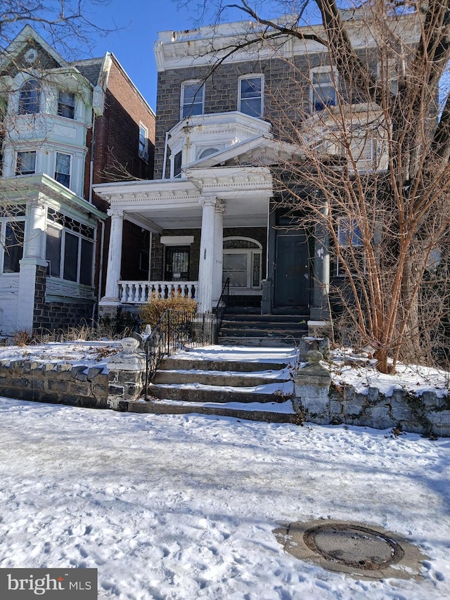 view of front of house with covered porch