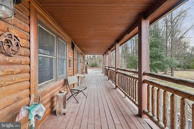 deck with covered porch