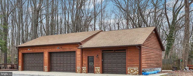 view of detached garage