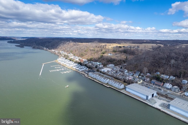 bird's eye view featuring a water view