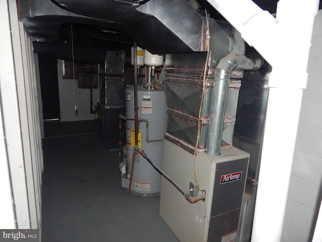 utilities with water heater and heating unit