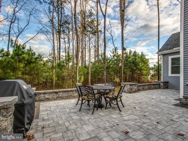 view of patio with grilling area and outdoor dining space