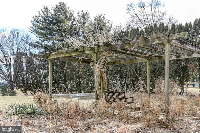 exterior space with a pergola