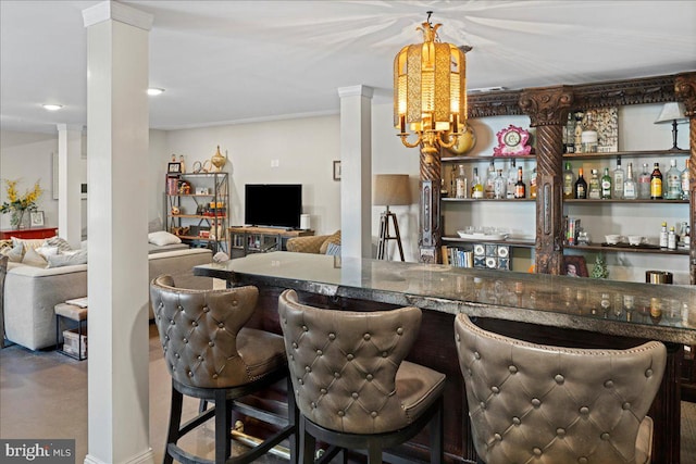 bar with bar and ornate columns