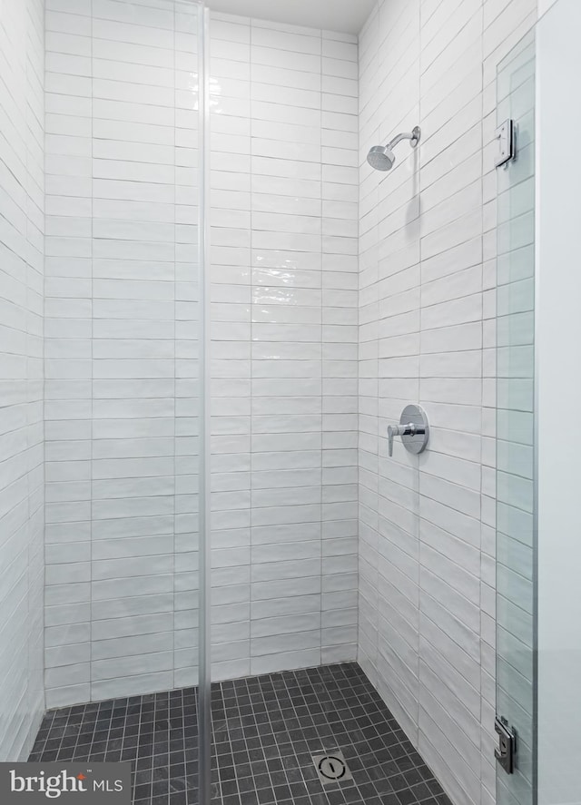 bathroom with a stall shower