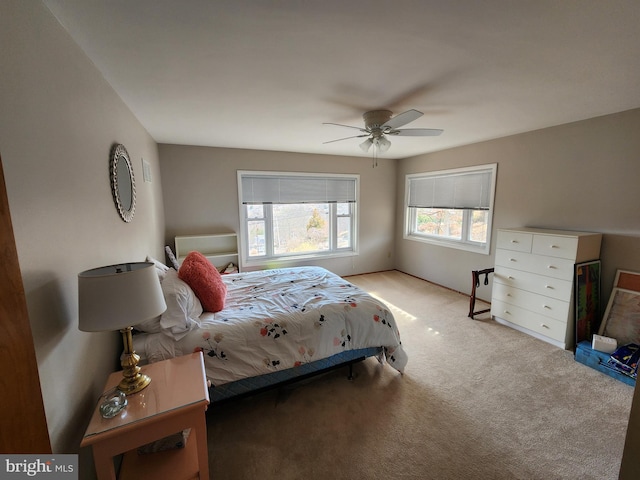 bedroom with carpet flooring and ceiling fan