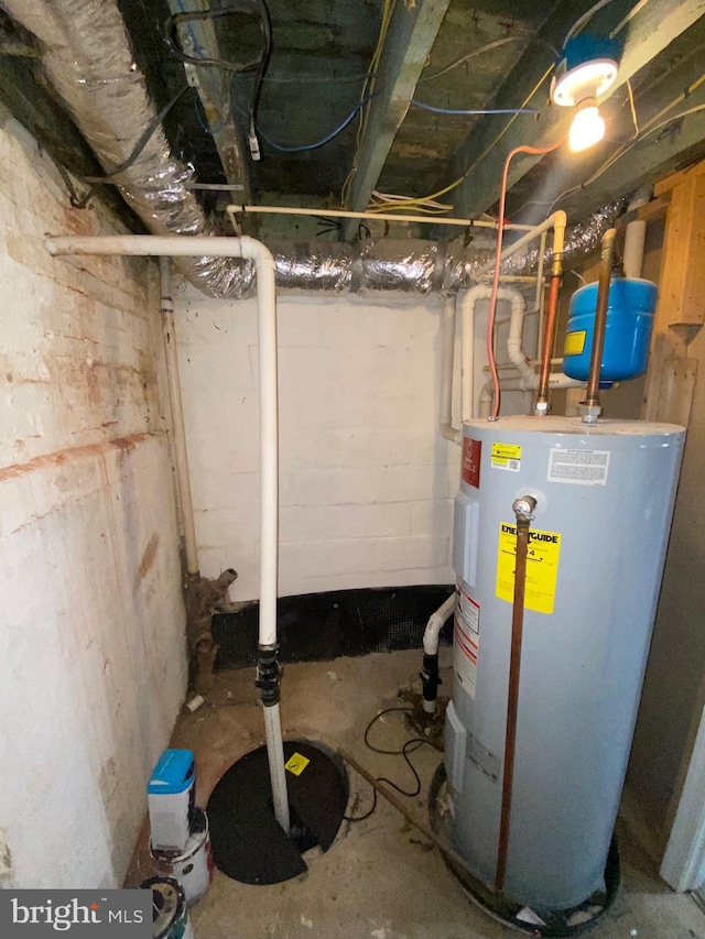 utility room with electric water heater