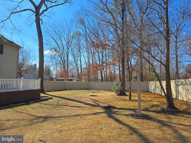 view of yard featuring a fenced backyard